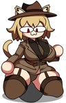 :3 ambiguous_gender animal_ears belt big_breasts black_clothing black_shirt black_topwear blonde_hair breasts brown_clothing brown_hat brown_headwear brown_jacket brown_legwear brown_panties brown_thigh_highs brown_topwear brown_underwear clothed clothing collared_shirt duo eye_through_hair facesitting featureless_hands fedora female female/ambiguous garter_straps hair hand_on_breast hand_on_leg hand_on_thigh hat headgear headwear jacket kneeling legwear looking_at_another looking_at_partner looking_down necktie panties pantsless raised_tail red_eyes shadow shirt simple_background sitting_on_another tail thick_thighs thigh_highs topwear translucent translucent_hair underwear white_background yellow_tail jutsapostion tsukihime type-moon anon neco-arc animal_humanoid cat_humanoid felid felid_humanoid feline feline_humanoid human humanoid mammal mammal_humanoid tailed_humanoid 2024 cel_shading full-length_portrait hi_res portrait shaded