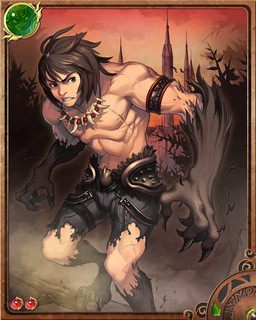 3_toes abs angry armband barefoot belt biceps bottomwear brown_body brown_eyes brown_fur brown_hair card castle claws clenched_teeth clothed clothing collar digitigrade fangs feet front_view fur game_art hair long_hair male muscular muscular_male outside pecs scar shorts sky solo standing sunset teeth toes topless torn_clothing transformation vein unknown_artist mythology canid canine human humanoid mammal mythological_canine mythological_creature werecanid werecanine werecreature werewolf 4:5 digital_media_(artwork) official_art