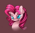 blue_eyes eye_mist female feral fur hair pink_body pink_fur pink_hair simple_background solo lustrous-dreams friendship_is_magic hasbro my_little_pony pinkie_pie_(mlp) earth_pony equid equine horse mammal pony 2013 bust_portrait low_res portrait