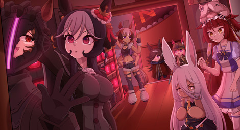 4_arms ahoge ambiguous_gender anthro asian_clothing biped black_hair bottomwear breasts brown_hair carrying_another chibi clothed clothing coat cosplay crossover_cosplay dutch_angle east_asian_clothing female fingerless_gloves fully_clothed gloves group hair handwear head_grab japanese_clothing japanese_school_uniform legwear long_hair looking_at_another midriff multi_arm multi_limb navel on_head pink_hair pleated_skirt purple_eyes red_eyes red_hair school_uniform serafuku shirt shorts skirt smile standing thigh_highs topwear uniform vest white_hair yellow_eyes bmkro cygames made_in_abyss uma_musume_pretty_derby agnes_tachyon_(pretty_derby) bondrewd gentildonna_(pretty_derby) haru_urara_(pretty_derby) manhattan_cafe_(pretty_derby) mitty nanachi red_desire_(pretty_derby) reg_(made_in_abyss) rice_shower_(pretty_derby) riko_(made_in_abyss) shinko_windy_(pretty_derby) animal_humanoid equid equid_humanoid equine equine_humanoid horse_humanoid humanoid lagomorph leporid mammal mammal_humanoid narehate rabbit crossover hi_res