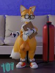 air_tank anthro balls blue_eyes clothing eyewear femboy footwear fur genitals glasses gloves hair handwear hose hose_in_butt imminent_inflation male muscular penis shoes smile solo yellow_body onehundredandone blender_cycles sega sonic_the_hedgehog_(series) miles_prower canid canine fox mammal 3d_(artwork) absurd_res blender_(artwork) digital_media_(artwork) hi_res