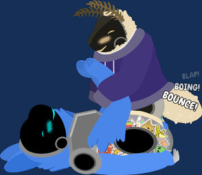 antennae_(anatomy) anthro arthropod_abdomen balls_in_footpaws blush bottomless clothed clothing cowgirl_position duo from_front_position hoodie hoodie_only lying machine male male/male on_another on_back on_bottom on_top onomatopoeia oversized_clothing oversized_hoodie oversized_topwear sex size_difference sound_effects text topwear topwear_only tf2_demo_2004 mocha_(tf2_demo_2004) stickerboard_(tf2_demo_2004) arthropod hybrid insect lepidopteran moth protogen alpha_channel hi_res