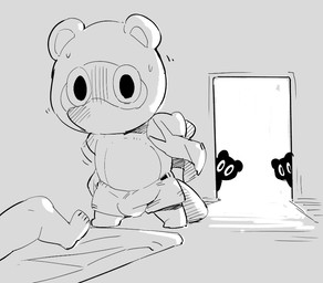anthro blush bulge chibi clothed clothing group kemono male open_clothing open_shirt open_topwear shirt topwear underwear undressing masshiro animal_crossing nintendo timmy_nook tom_nook_(animal_crossing) tommy_nook canid canine mammal raccoon_dog tanuki 2020 digital_drawing_(artwork) digital_media_(artwork) monochrome brother_(lore) brothers_(lore) nephew_(lore) sibling_(lore) twins_(lore) uncle_(lore) uncle_and_nephew_(lore)