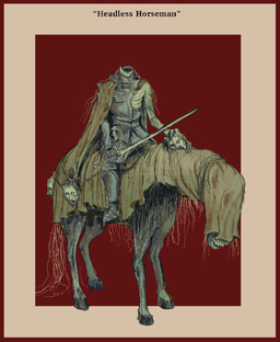 ambiguous_gender armor border cape clothed clothing duo feral hair headless hooves horror_(theme) horseback_riding horseman melee_weapon red_border riding severed_body_part severed_head simple_background sitting sword teeth text weapon plastiboo equid equine horse human mammal digital_media_(artwork) english_text hi_res sketch