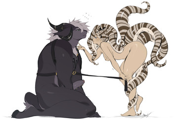 anthro big_butt black_body black_fur bovid_horn breasts butt caprine_horn chest_harness dominant dominant_female duo erection female female_humanoid female_on_anthro fur genitals harness harness_only horn humanoid_genitalia humanoid_on_anthro humanoid_penis kintsugi_(art) kintsugi_pattern leash leashed_male male male/female male_anthro male_on_humanoid penis pseudo_hair ram_horn short side_view sitting sitting_on_ground small_breasts standing submissive submissive_male tentacle_hair tentacles crowlix coraline_kempt harvi_(acinthecheetah) animal_humanoid aquatic aquatic_humanoid bovid caprine cephalopod cephalopod_humanoid coleoid humanoid mammal mimic_octopus mollusk mollusk_humanoid octopodiform octopus octopus_humanoid sheep hi_res