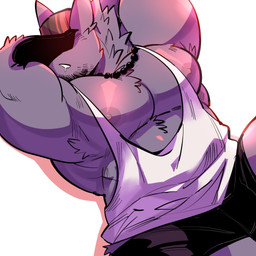 anthro biceps bottomwear clothed clothing fur hat headgear headwear male muscular muscular_anthro muscular_male nipples pecs purple_body simple_background solo topwear white_background kokukokuboo nintendo pokemon kokuhane_(character) generation_1_pokemon gengar ghost mammal pokemon_(species) spirit 1:1 2020 digital_media_(artwork) hi_res