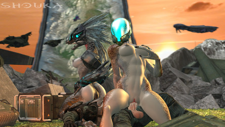 3_fingers aircraft anthro areola armor balls biped bodily_fluids box breasts clothed clothed_male clothing cloud container crate cum cum_inside dark_areola debris facesitting feather_hair feathers female female_on_human female_on_top female_penetrated fingers genital_fluids genitals group group_sex hand_on_breast headgear helmet holding_breast human_on_anthro human_penetrating humanoid_genitalia interspecies lying male male/female male_human male_on_anthro male_penetrating male_penetrating_female medium_breasts mostly_nude_female mountain nipples on_back on_grass on_top outside penetration plant pseudo_hair questionable_consent rock rubble sex shoulder_pads sitting_on_another spacecraft sun sunset threesome trio vaginal vaginal_penetration vehicle vulva shoukaart halo_(series) halo_ring_(halo) microsoft xbox_game_studios alien elemental_creature human humanoid ibie'shan kig-yar mammal scalie t'vaoan 16:9 3d_(artwork) absurd_res digital_media_(artwork) hi_res source_filmmaker_(artwork) watermark widescreen