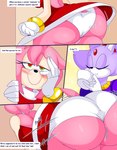 5_fingers amy_rose anthro ass_clapping backless_clothing backless_dress bent_over big_breasts big_butt black_nose blaze_the_cat blush blush_lines bracelet breasts butt butt_focus butt_jiggle cheek_tuft clapping closed_smile clothed clothing comic contact_onomatopoeia container countershading cup denizen1414 dialogue different_sound_effects domestic_cat dress drinking duo ears_down ears_up english_text eulipotyphlan extended_sound_effect eyelashes eyes_closed facial_tuft felid feline felis female fingers fist forehead_gem fur gem glistening glistening_butt glistening_eyes gold_(metal) gold_bracelet gold_jewelry green_eyes hair hand_on_face hand_on_own_face headgear headwear heart_eyes heart_symbol hedgehog hi_res holding_container holding_cup holding_object holding_tea_cup huge_butt impact_onomatopoeia inside jewelry jiggling looking_at_another love mammal motion_onomatopoeia mouth_closed multicolored_body multicolored_fur narrowed_eyes onomatopoeia panel_skew panties pink_body pink_ears pink_fur pink_tail pivoted_ears ponytail pupils purple_body purple_clothing purple_ears purple_fur raised_tail red_clothing red_dress red_gem red_headgear red_headwear red_pupils sega shaking_butt short_hair short_tail sigh simple_background sipping smile sonic_the_hedgehog_(series) sound_effect_variant sound_effects tail tan_arms tan_body tan_countershading tan_skin tea_cup teasing text text_box thick_eyelashes thick_thighs tuft two_tone_body two_tone_fur underwear upskirt white_body white_clothing white_countershading white_fur white_inner_ear white_panties white_underwear wide_hips yellow_background