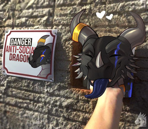 ambiguous_gender blep blue_tongue duo eye_scar facial_scar facial_spikes fangs feral horn horn_jewelry jaw_spikes jewelry male scar spikes spikes_(anatomy) teeth tongue tongue_out zyria mythology rogon_usaryis dragon human mammal mythological_creature mythological_scalie scalie draw_over meme