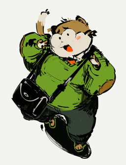 anthro blush bottomwear clothed clothing handbag male overweight overweight_male pants patch_(fabric) pose solo sweater topwear neato5 lucas_(elchilenito) domestic_cat felid feline felis mammal hi_res