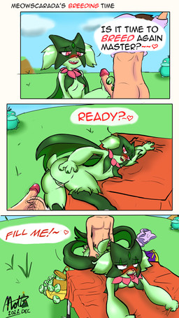 anthro anthro_penetrated basket breasts butt clothing clothing_aside container detailed_background dialogue duo egg female female_on_human female_penetrated field furniture genitals grass handjob heart_symbol human_on_anthro human_penetrating human_penetrating_anthro impregnation_request interspecies male male/female male_on_anthro male_penetrating male_penetrating_female masturbation penetration penile pink_vulva plant pokemon_egg pokephilia presenting sex small_breasts table tablecloth text vulva nickofthebra nintendo pokemon felid feline generation_1_pokemon generation_9_pokemon human mammal meowscarada pokemon_(species) psyduck 2022 4k 9:16 absurd_res comic digital_drawing_(artwork) digital_media_(artwork) english_text hi_res