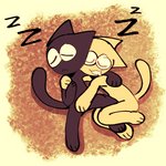 1:1 2019 anthro big_eyes black_body black_fur bodily_fluids domestic_cat drooling duo embrace eyes_closed felid feline felis full-length_portrait fur hand_on_crotch hand_on_shoulder hug icon male male/male maloroid mammal open_mouth paws portrait saliva simple_background sleeping sleeping_together sound_effects toony unavailable_at_source vowelless vowelless_sound_effect white_body white_fur zzz