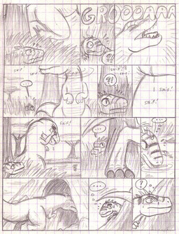 bodily_fluids ellipsis feral interrobang onomatopoeia question_mark roaring sound_effects tears text chibibass dinosaur dromaeosaurid prehistoric_species reptile scalie theropod tyrannosaurid tyrannosauroid tyrannosaurus tyrannosaurus_rex velociraptor 2009 comic monochrome