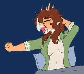 5_fingers anthro bed bottomless breasts brown_hair cleavage_cutout clothed clothing cutout eyelashes eyes_closed facial_horn female fingers furniture green_clothing green_jacket green_topwear hair hand_behind_head head_spikes horn jacket jacket_only light_body light_scales long_hair medium_breasts multicolored_body multicolored_scales navel nose_horn open_mouth orange_body orange_scales scales simple_background snout solo spikes spikes_(anatomy) stretching stretching_arms topwear topwear_only transparent_background waking_up yawn yawning_position jacket_ignites third-party_edit cavemanon_studios goodbye_volcano_high ko_op_(game_developer) snoot_game anon_(snoot_game) rosa_(gvh) aquilops ceratopsian dinosaur marginocephalian ornithischian prehistoric_species reptile scalie 2024 alpha_channel color_edit colored digital_drawing_(artwork) digital_media_(artwork)
