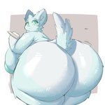 1:1 anthro areola big_breasts big_butt breasts broom butt cleaning_tool female fluffy fluffy_tail fur generation_5_pokemon green_body green_eyes green_fur hi_res huge_breasts huge_butt hyper hyper_breasts hyper_butt lightmizano minccino nintendo pokemon pokemon_(species) short_stack simple_background solo tail thick_thighs