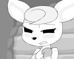 anthro blush female solo alfa995 animal_crossing nintendo diana_(animal_crossing) deer mammal 2d_animation 5:4 animated low_res monochrome motion_tweening short_playtime