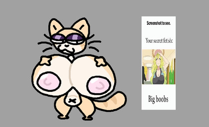 big_breasts breast_grab breasts cat_smile eyeliner female floating_whiskers fur hand_on_breast huge_breasts hyper hyper_breasts makeup markings multicolored_body multicolored_fur navel nipples screencap seductive simple_background solo tail tail_markings text whiskers x_navel yellow_body nxyitn bababooey_(nxyitn) felid feline mammal english_text meme