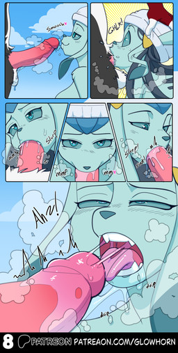 anthro balls big_penis black_body black_fur black_hair blue_body blue_eyes blue_fur blue_hair blue_nose blue_skin blush blush_lines bodily_fluids brainwashing clothing cloud corruption deep_throat dominant dominant_male dripping drool_on_face drooling drooling_tongue duo erection excited excited_female excited_for_sex fellatio female fur genital_fluids genitals glans hair hand_on_head hat headgear headwear humanoid_genitalia humanoid_penis hypnosis kissing looking_at_another looking_at_viewer looking_down looking_pleasured male male/female master mind_alteration mind_control nude open_mouth oral oral_penetration penetration penile penis penis_in_mouth penis_kissing personality_change pink_eyes pokemorph precum saliva saliva_drip saliva_on_balls saliva_on_face saliva_on_tongue saliva_string sex sharp_teeth simple_background slave slurping smile smug smug_face steam steamy_breath submissive submissive_female surprised sweat sweatdrop teeth text tip_kissing tongue tongue_out white_body white_fur glowhorn nintendo pokemon artifact_the_fox dawn_(pokemon) canid canine eeveelution fox generation_4_pokemon glaceon mammal pokemon_(species) absurd_res comic hi_res url