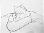 4:3 ambiguous_gender anthro canid canine chubby_cheeks chubby_face double_chin fur mammal monochrome morbidly_obese morbidly_obese_ambiguous morbidly_obese_anthro neck_rolls obese obese_ambiguous obese_anthro overweight overweight_ambiguous overweight_anthro sketch smile solo white-ryce