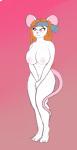 anthro areola big_breasts blush breasts disembodied_hand duo embarrassed female female_focus freckles fur hair nipples orange_hair pink_eyes simple_background solo_focus white_body white_fur shakotanbunny mammal mouse murid murine rodent mila_(disambiguation) absurd_res hi_res sketch