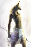 ankh anthro athletic athletic_anthro athletic_male black_body black_fur clothing egyptian egyptian_clothing egyptian_headdress fur headdress headgear headwear male nemes_(clothing) pose shendyt solo onei-akira egyptian_mythology middle_eastern_mythology mythology anubis anubian_jackal canid canine canis deity jackal mammal