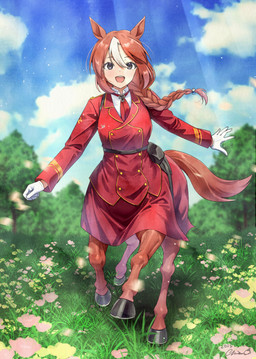 animal_ears braided_hair clothed clothed_female clothed_taur clothing cloud female flower gloves grass hair handwear light_body light_skin open_mouth outside plant quadruped red_clothing sky solo tail taur_clothing tree white_clothing white_gloves white_handwear chisamikan european_mythology greek_mythology mythology centaur equid equid_taur humanoid_taur mammal mammal_taur taur absurd_res hi_res