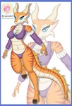 anthro belly_scales big_breasts big_tail biped black_bra black_clothing black_lingerie black_panties black_underwear blue_border border bow_bra bra breast_curtains breasts claws clothed clothing digitigrade female female_anthro front_view horn lingerie long_tail markings non-mammal_breasts orange_eyes panties pupils scales skimpy slit_pupils solo tail tapering_tail thick_tail underwear ajfurryadoptables brainart mythology dragon kobold mythological_creature mythological_scalie scalie absurd_res digital_drawing_(artwork) digital_media_(artwork) hi_res