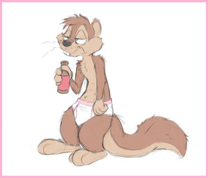 alcohol alcohol_bottle anthro beer beer_bottle beverage beverage_bottle border bottle clothed clothing container drunk half-closed_eyes holding_beverage holding_object male narrowed_eyes partially_clothed partially_clothed_anthro pink_border standing substance_intoxication underwear underwear_only zenfetcher chestnut_(character) mammal rodent sciurid tree_squirrel