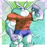 anthro biceps boxers_(clothing) clothed clothing flexing male muscular muscular_anthro muscular_male pecs shirt solo standing topwear underwear yongdasom nintendo pokemon arthropod frosmoth generation_8_pokemon pokemon_(species) 1:1 hi_res