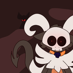 anthro bone bone_mask collar horn male mask pointed_tail red_eyes simple_background skull skull_mask solo toony arte_misee nintendo pokemon generation_6_pokemon mega_evolution mega_houndoom pokemon_(species) 1:1