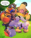 2_penises all_fours anal anal_penetration animal_genitalia animal_penis bisexual bisexual_train bodily_fluids breath collar cum cum_in_pussy cum_inside english_text female female_penetrated generation_5_pokemon generation_6_pokemon generation_7_pokemon genital_fluids genitals group group_sex hakamo-o heliolisk hemipenes hi_res knot larger_female larger_male leash leash_pull leashed_collar looking_pleasured male male/female male/male male_penetrated male_penetrating male_penetrating_female male_penetrating_male mmf_threesome multi_genitalia multi_penis nintendo nude o-ishi open_mouth panting penetration penis pokemon pokemon_(species) profanity pussy raised_tail restrained sandile scalie sex size_difference smaller_male snappy_the_sandile_(kangadriver) spread_legs spreading tail tail_grab text threesome train_position vaginal vaginal_fluids vaginal_penetration
