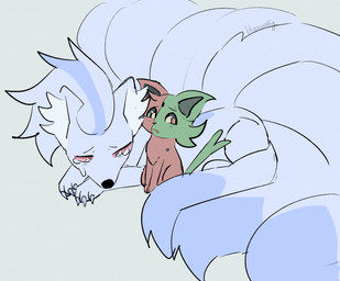 ambiguous_gender blue_body blue_fur bodily_fluids brown_body brown_fur crying duo feral fur green_body green_fur tears bloowolfy nintendo pokemon el_(bloowolfy) fan_character eeveelution espeon generation_1_pokemon generation_2_pokemon ninetales pokemon_(species) 2023 hi_res