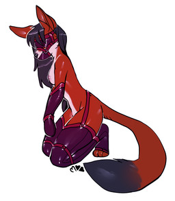 anthro bdsm biped blindfold bondage bondage_gear bondage_gloves bound breasts clothing female frogtied gag gagged gloves handwear kneeling legs_tied muzzle_(object) muzzled nipples paw_gloves petplay roleplay side_boob solo submissive submissive_female arh raicotensu canid canine fox mammal hi_res