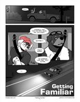 2022 age_difference anthro anthro_on_anthro beanie braeburned canid canine canis car clothed clothing comic dalmatian dialogue digital_media_(artwork) dog_tags domestic_dog driving duo_focus english_text eyewear first_page glasses group hair hair_over_eye hat headgear headwear hi_res inside_car male male/male mammal mastiff molosser mostly_offscreen_character mr._calloway_(braeburned) older_male one_eye_obstructed rottweiler seatbelt sitting speech_bubble tattoo text title topwear trio truck url vehicle wes_(braeburned) younger_male