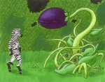 anthro blue_eyes eggplant equid equine food fruit guppy_(artist) male mammal plant roots solo stripes tail tentacles trap_(contrivance) zebra