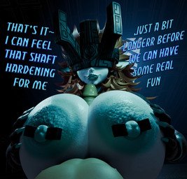 big_breasts big_penis breast_play breasts duo erection female first_person_view genitals hair hand_on_breast headpiece huge_breasts humanoid_genitalia humanoid_penis humanoid_pointy_ears inside light long_nails looking_at_viewer male male/female male_pov moonlight muscular muscular_female nails nipple_piercing nipples not_furry nude orange_hair outercourse penis piercing pointy_ears sex skylight text titfuck leafytheleafer samzan_(modeler) nintendo the_legend_of_zelda twilight_princess link midna midna_(goddess_form) humanoid hylian mammal twili 3d_(artwork) digital_media_(artwork) english_text hi_res