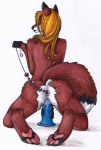 anal anal_beads anal_masturbation anal_penetration anthro anus biped blonde_hair bodily_fluids dildo dildo_sitting double_penetration female fur genital_fluids genitals hair kneeling looking_at_viewer looking_back masturbation nude orange_hair penetration pussy raised_tail rear_view red_body red_fur sex_toy simple_background solo tail toying_self vaginal vaginal_fluids vaginal_penetration white_background foxene foxene_(character) canid canine fox mammal 2012 full-length_portrait hi_res portrait traditional_media_(artwork)