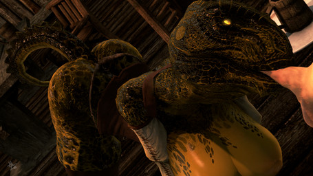 anthro big_breasts big_butt blowjob_face breast_squish breasts butt clothed clothing duo fellatio female glowing glowing_eyes male male/female oral partially_clothed penile sex squish tail argistartist microsoft the_elder_scrolls argonian humanoid scalie 16:9 3d_(artwork) digital_media_(artwork) hi_res widescreen