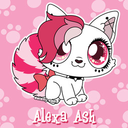 :3 accessory black_collar bow_ribbon chibi collar ear_piercing eyelashes female feral fur furgonomics glistening glistening_eyes industrial_piercing markings outline paws piercing pink_eyes purple_nose quadruped ribbons smile solo spiked_collar spikes striped_markings striped_tail stripes style_emulation tail tail_accessory tail_bow tail_markings tail_ribbon text white_body white_fur white_outline daieny hasbro littlest_pet_shop alexa_ash domestic_cat felid feline felis mammal 1:1 2024 character_name digital_drawing_(artwork) digital_media_(artwork) english_text flat_colors icon pink_theme watermark
