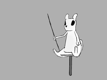 ambiguous_gender big_eyes black_eyes black_nose chair claws feet furniture grey_background holding_object holding_weapon melee_weapon polearm simple_background sitting solo spear tail toes weapon white_body waterian rain_world videocult slugcat 4:3 digital_drawing_(artwork) digital_media_(artwork) hi_res monochrome