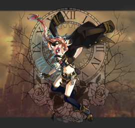 anthro black_clothing black_legwear black_topwear blurred_background brown_body brown_clothing brown_coat brown_fur brown_gloves brown_handwear brown_topwear clothing coat ear_piercing ear_ring femboy front_view fur gloves hair handwear legwear male mouth_closed navel orange_inner_ear piercing pink_eyes pink_hair ring_piercing solo tan_body tan_fur topwear unsigned wide_eyed vesper_art hi_res