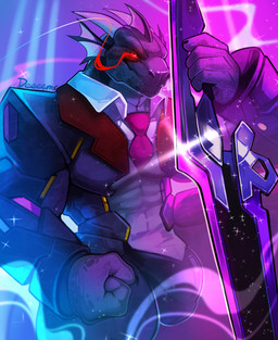anthro barazoku black_body bulge claws detailed_bulge dorsal_fin dorsal_frill ear_fins fin frill_(anatomy) grey_body horn male melee_weapon multicolored_body necktie pso2 red_eyes solo spines sword weapon wings deeeems mythology phantasy_star phantasy_star_online_2 sega negadrake dragon mythological_creature mythological_scalie scalie 2025 hi_res