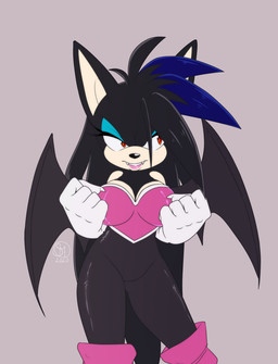 anthro armor black_body blue_eyeshadow bodysuit breastplate breasts claws cleavage clothed clothing countershade_face countershading eyeshadow fangs female finger_claws gloves handwear highlights_(coloring) makeup membrane_(anatomy) membranous_wings pointy_ears simple_background skinsuit solo teeth tight_clothing wings bluepawvi sega sonic_the_hedgehog_(series) caroline_the_hedgehog_(bluepawvi) rouge_the_bat vampire_caroline eulipotyphlan hedgehog mammal 2020 signature