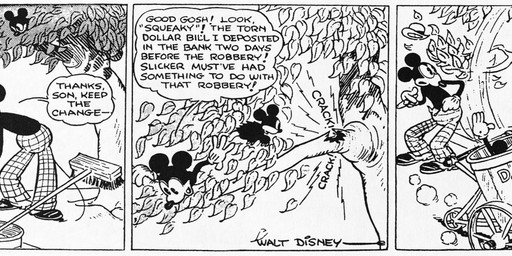 ambiguous_gender anthro bottomwear clothed clothing dialogue feral footwear gloves group handwear hat headgear headwear male money open_mouth outside pants plant shoes speech_bubble standing tail text tree walking whiskers earl_duvall floyd_gottfredson disney public_domain mickey_mouse mister_slicker squeaky_(mickey_mouse) domestic_cat felid feline felis mammal mouse murid murine rodent sciurid tree_squirrel 1930 20th_century absurd_res ancient_art black_and_white comic dated english_text hi_res long_image monochrome signature wide_image