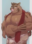 anthro belly blush bulge clothing kemono male moobs musclegut muscular nipples overweight overweight_male simple_background solo underwear snow_meatball knights_college hermann_(knights_college) mammal suid suine sus_(pig) wild_boar 2025 hi_res