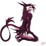 1:1 absurd_res anthro anus butt claws female genitals hi_res kanevex kneeling pussy red_eyes sergal simple_background sitshl sitting smile solo tail toe_claws white_background