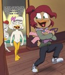 anthro clothing clothing_theft featureless_crotch female flat_chested group loli male nipples nude stealing text young drockdraw darkwing_duck disney ducktales ducktales_(2017) dewey_duck gosalyn_mallard gosalyn_waddlemeyer huey_duck webby_vanderquack anatid anseriform avian bird duck 2024 english_text hi_res brother_(lore) brothers_(lore) cousins_(lore) sibling_(lore)