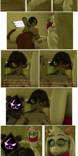 admiring angry anthro areola backroom beanie bent_over big_areola big_breasts big_butt big_penis black_beanie black_clothing black_hat black_headwear black_nails breasts butt clothing colored_nails dialogue ear_piercing erection eyewear feathers female fur genitals glasses green_eyewear green_glasses group hat headgear headwear horn imminent_sex impact_effect inner_monologue looking_at_another looking_at_butt looking_at_partner male male/female multicolored_body nails natural_breasts nipples nude nude_female nude_male penis penis_grab piercing pink_horn pink_nipples pink_scarf presenting presenting_hindquarters profanity purple_body purple_face scarf sound_effects surprised talking_to_another talking_to_partner teasing teasing_with_butt text thick_thighs thinking through_wall trio white_body wide_hips worried worried_look yellow_eyes yellow_light 5naptrap deltarune epic_games fortnite fortnite:_battle_royale the_backrooms undertale_(series) meow_skulls ralsei raven_team_leader bear bovid calico_cat caprine domestic_cat felid feline felis goat mammal ursine 3d_(artwork) absurd_res comic comic_sans digital_media_(artwork) english_text hi_res source_filmmaker_(artwork)
