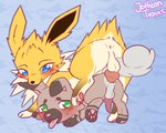 age_difference all_fours anal anal_penetration animal_genitalia animal_penis bite blush canine_genitalia canine_penis doggystyle duo eeveelution feral feral_on_feral feral_penetrated feral_penetrating feral_penetrating_feral from_behind_position generation_1_pokemon generation_7_pokemon genitals hi_res jolteon jolteontravis knot male male/male male_penetrated male_penetrating male_penetrating_male nintendo penetration penis pokemon pokemon_(species) rockruff sex stomak