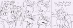 animal_genitalia anthro anthro_on_anthro aroused balls bottomless clothed clothing dialogue duo foreplay genitals imminent_sex kneeling larger_male male male/male sheath sheath_sniffing shitpost size_difference smaller_male sniffing streaming surprise text tongue tongue_out roof_legs vtuber chester_the_otter whiskey_(whiskeyding0) canid canine canis dingo mammal mustelid otter absurd_res comic english_text hi_res meme monochrome sketch